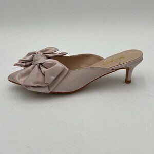 XYD Pink Mules for Women Sandals Pointed Toe High Heel Pumps Bowtie Dressy Shoes